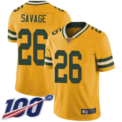 Green Bay Packers Limited Gold Men 26 Savage Darnell Jersey Nike NFL 100th Season Rush Vapor Untouchable